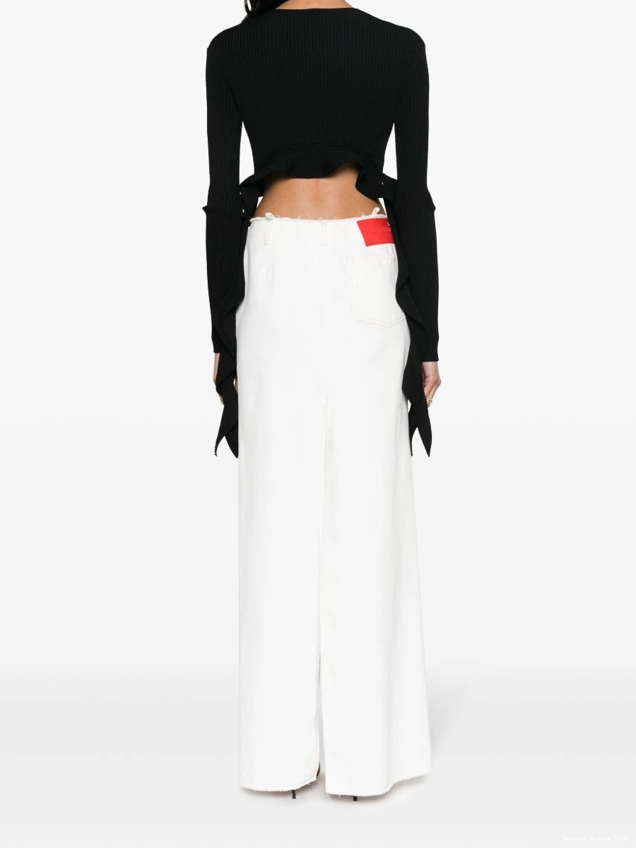 Cheap Versace cropped Women ruffled ribbed-knit Couture top Jeans 0815